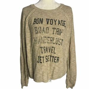 Brokedown Pullover Knit Sweater M Brown Keyhole